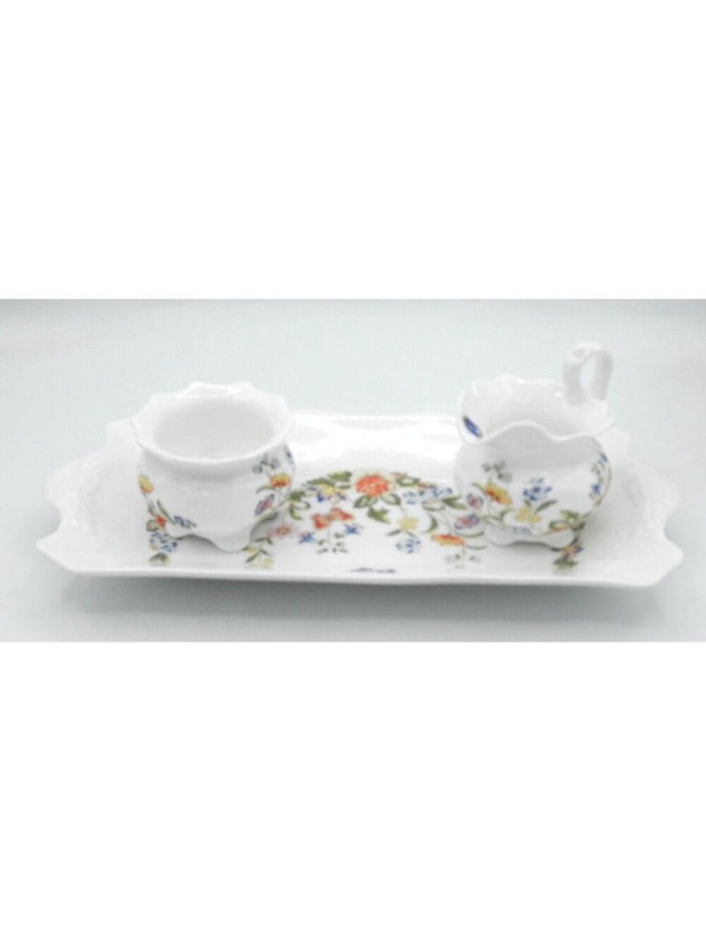Cottage Garden by Aynsley Large Sandwich Tray Vine Shaped Cream and Sugar AYNOGA - Picture 3 of 14